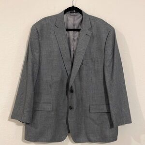 Lauren Ralph Lauren Men's Silk Sports Coat 50R Grey Houndstooth Quiet Luxury